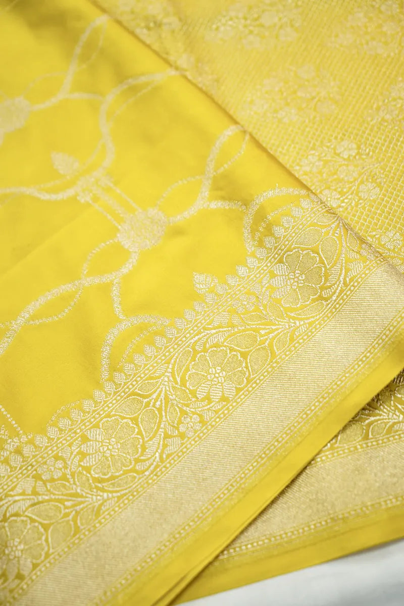 Lemon Yellow Silk Banarasi Saree with  Golden Zari Jaal (RLSS-116)