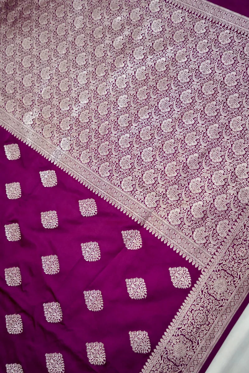 Rich Wine Banarasi silk Saree with Golden  Zari Border  (RLSS-121)