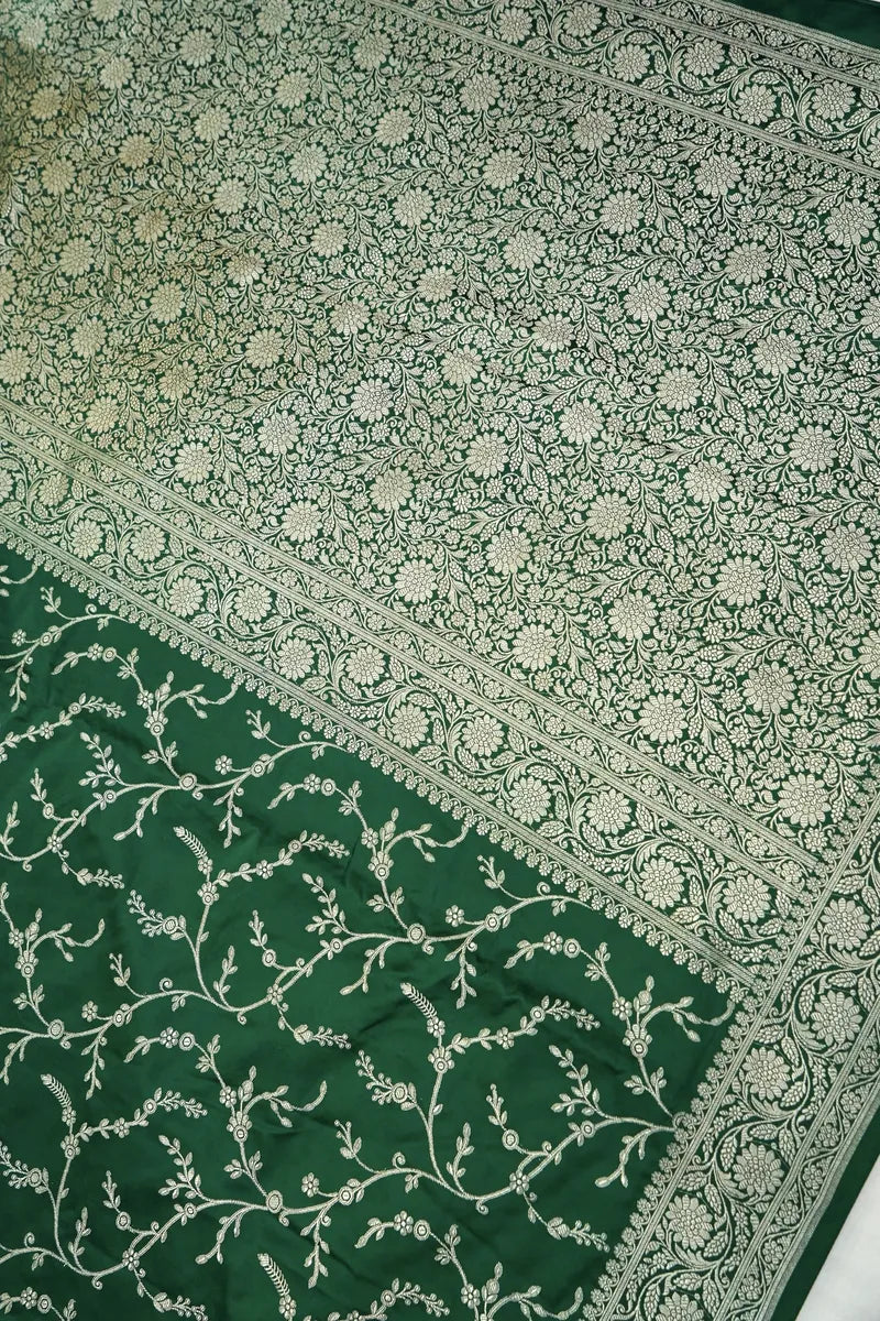 Mehendi Green with Floral Jaal Banarasi Silk Saree (RLSS-105)