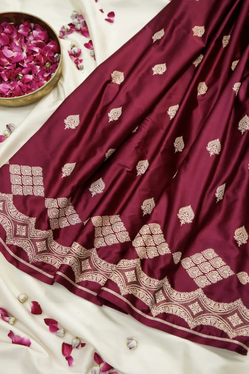 Deep Maroon Zari Banarasi Saree (RLSS-102)