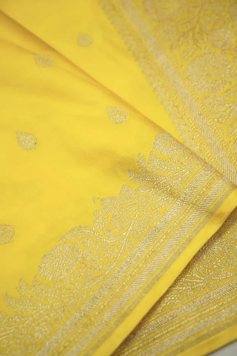 Yellow Banarasi Silk Saree with Gold Zari Butis(RLSS-109)