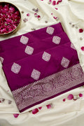 Rich Wine Banarasi silk Saree with Golden  Zari Border  (RLSS-121)