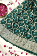 Rama Green Banarasi Silk Saree with Contrast Meenakari Butis (RLSS-108)
