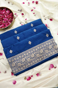 Deep Royal Blue Silk Banarasi Saree with Fine Silver Zari Weaving  (RLSS-120)