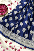 Royal Blue Silk Banarasi Saree with Silver Zari Buta (RLSS-106)
