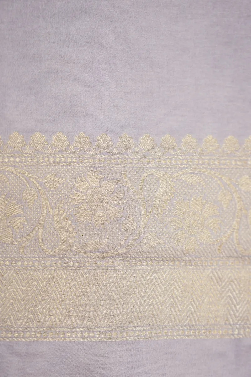 Lavender Banarasi Silk Saree with All-Over Antique Gold Floral Jaal (RLSS-112)