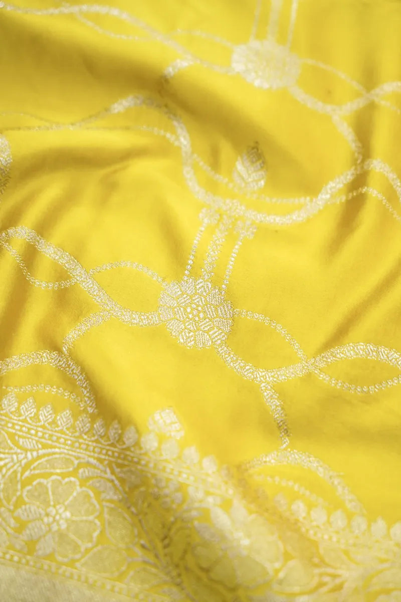 Lemon Yellow Silk Banarasi Saree with  Golden Zari Jaal (RLSS-116)