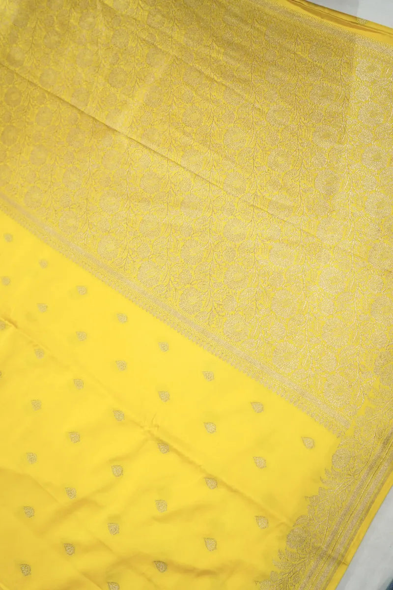 Yellow Banarasi Silk Saree with Gold Zari Butis(RLSS-109)