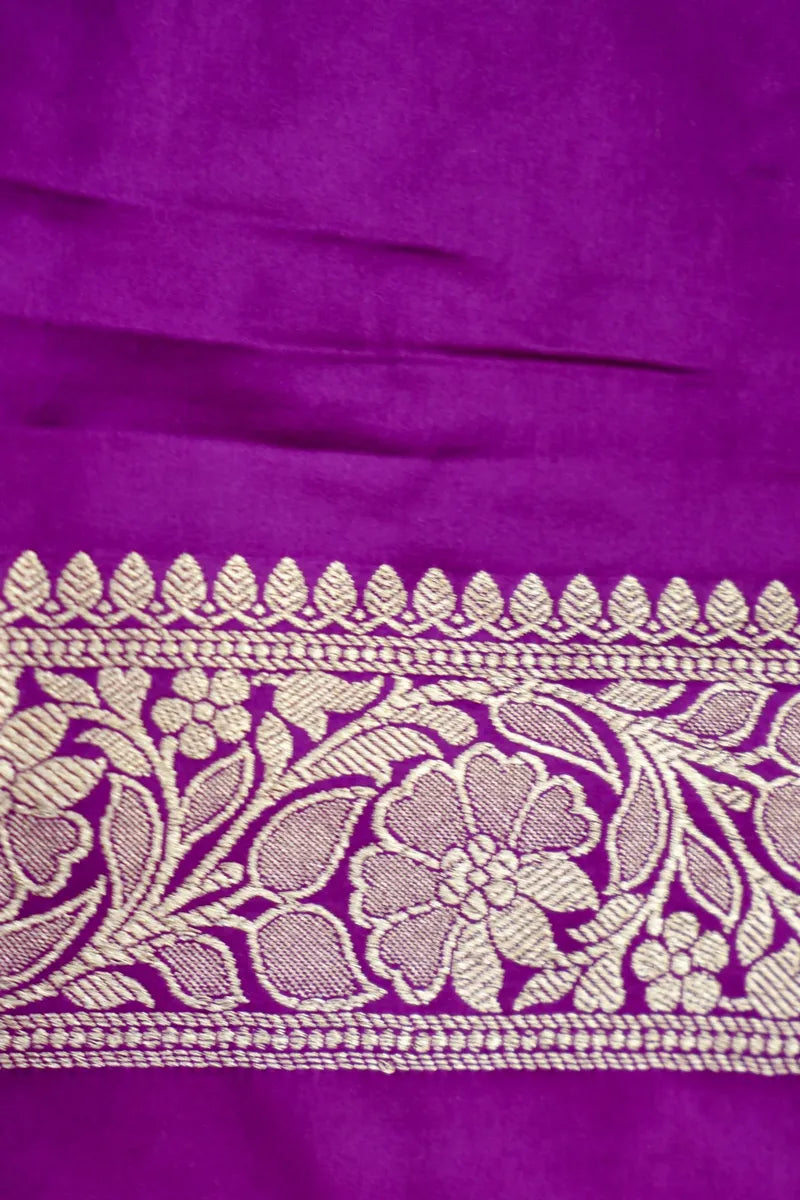 Vibrant Magenta Banarasi Silk Saree with All-Over Silver Jaal (RLSS-107)