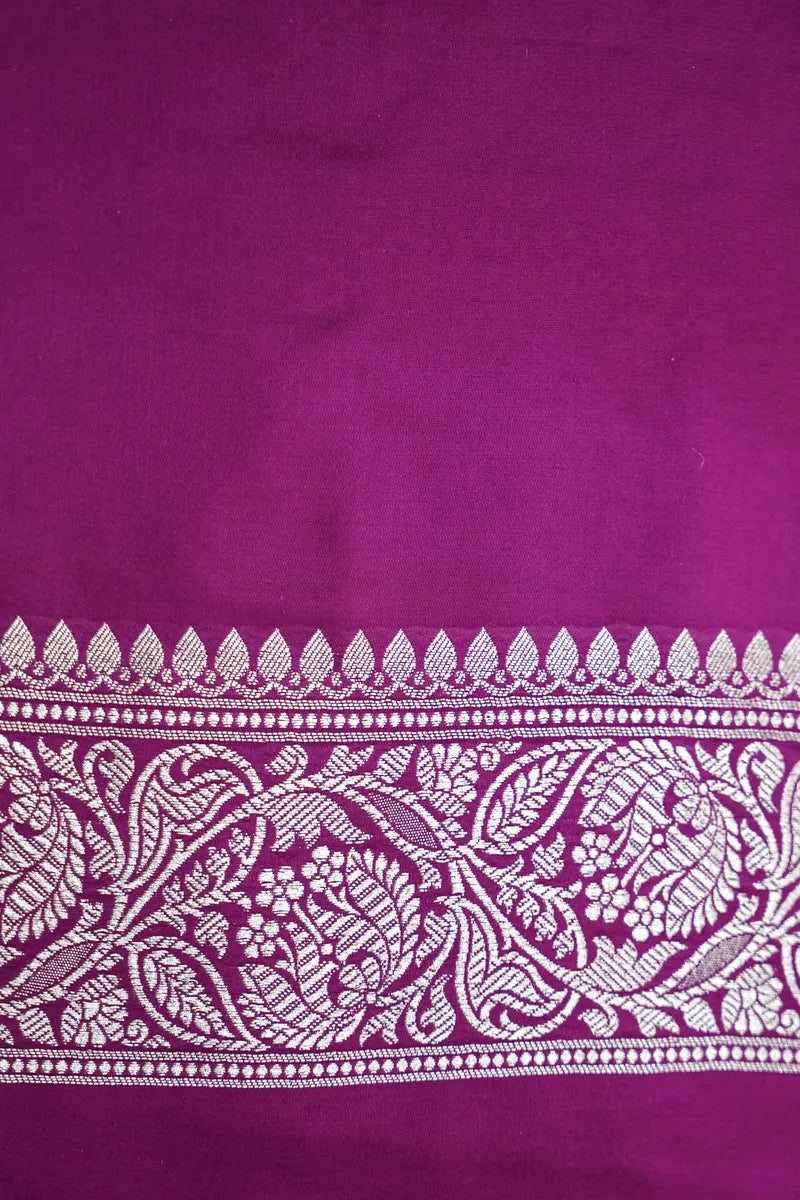 Deep Wine Purple Banarasi Silk Saree Geometric Jaal (RLSS-117)