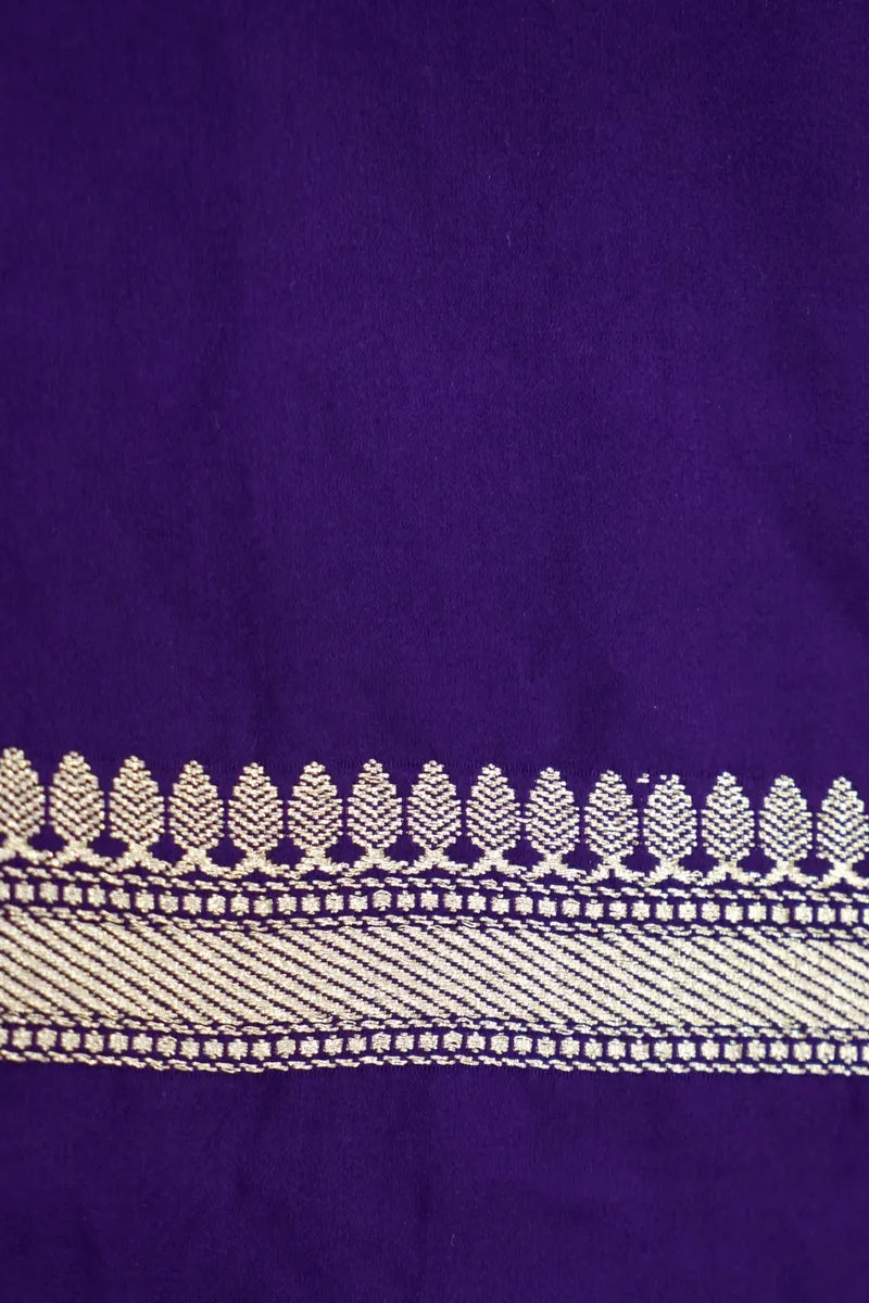 Deep Violet Banarasi Silk Saree with Golden Zari Leaf Butis (RLSS-114)