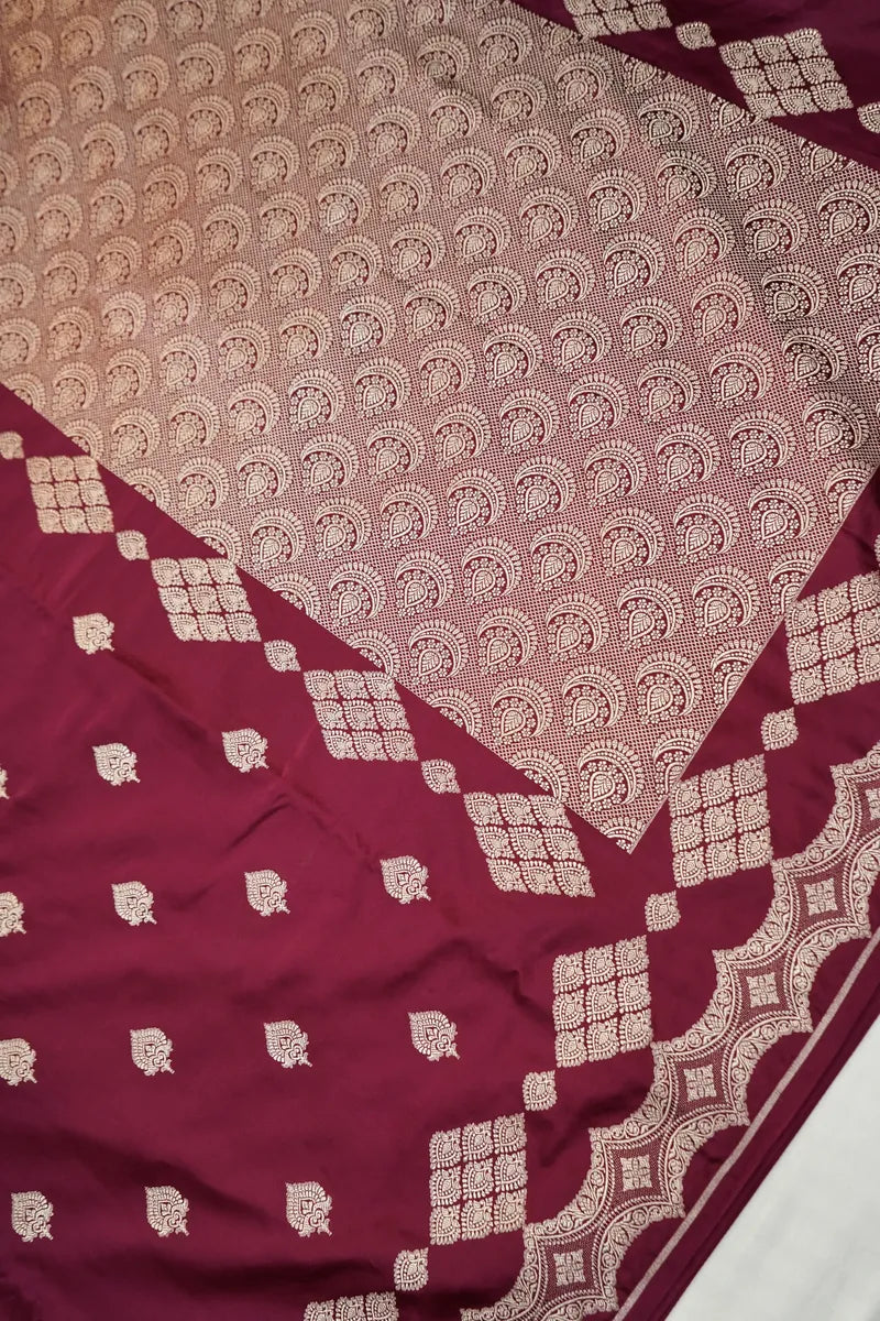 Deep Maroon Zari Banarasi Saree (RLSS-102)