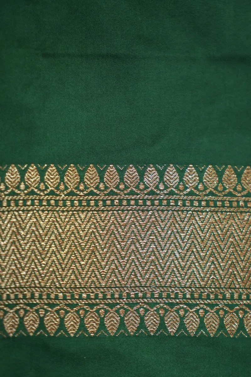 Bottle Green Banarasi Silk Saree with Classic Gold Zari Buta (RLSS-113)