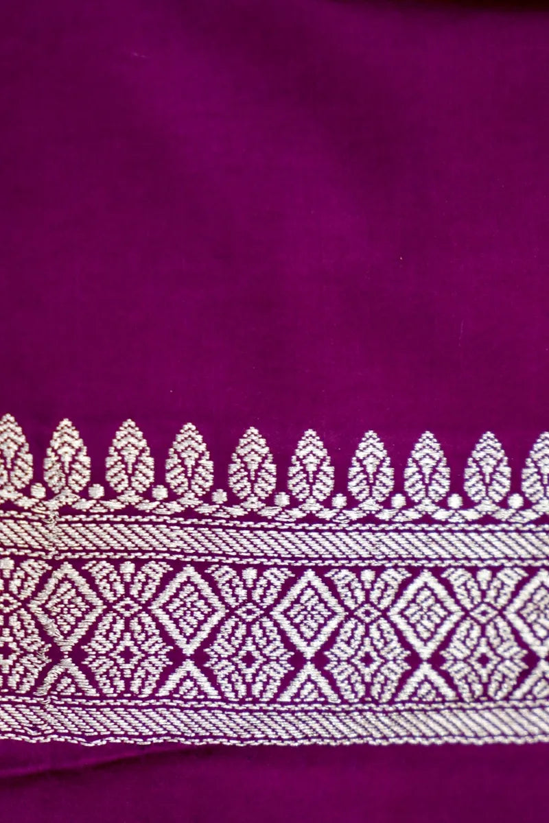 Rich Wine Banarasi silk Saree with Golden  Zari Border  (RLSS-121)