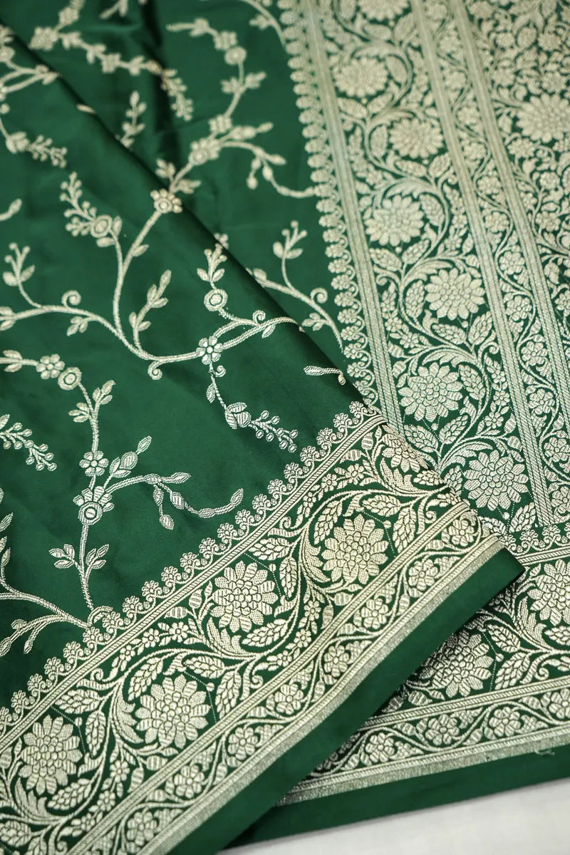 Mehendi Green with Floral Jaal Banarasi Silk Saree (RLSS-105)