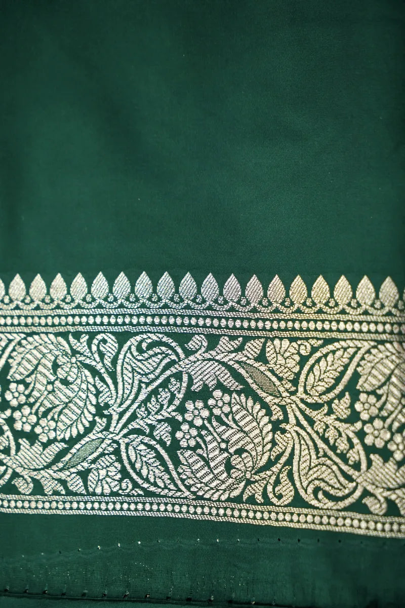 Rama Green Banarasi Silk Saree with Contrast Meenakari Butis (RLSS-108)