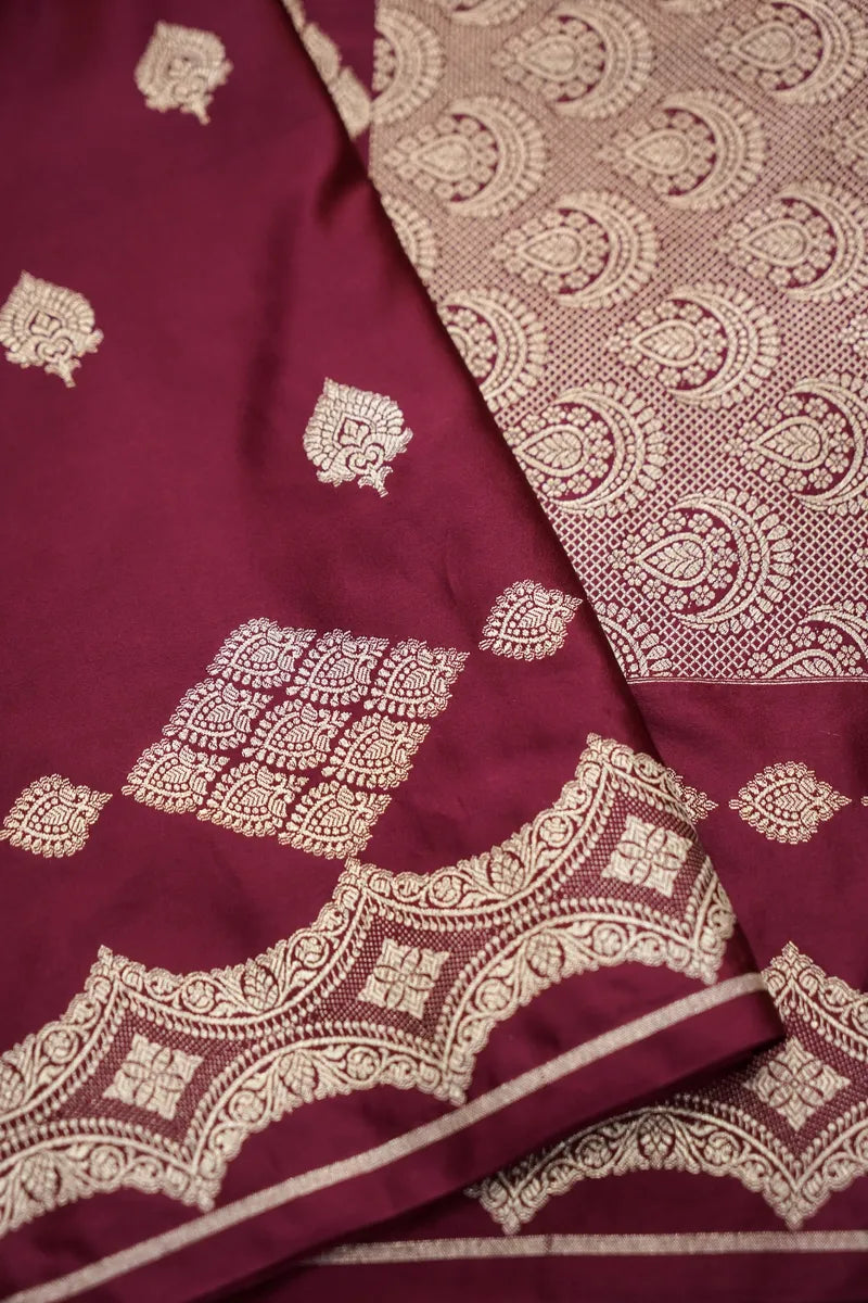 Deep Maroon Zari Banarasi Saree (RLSS-102)