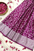 Vibrant Magenta Banarasi Silk Saree with All-Over Silver Jaal (RLSS-107)
