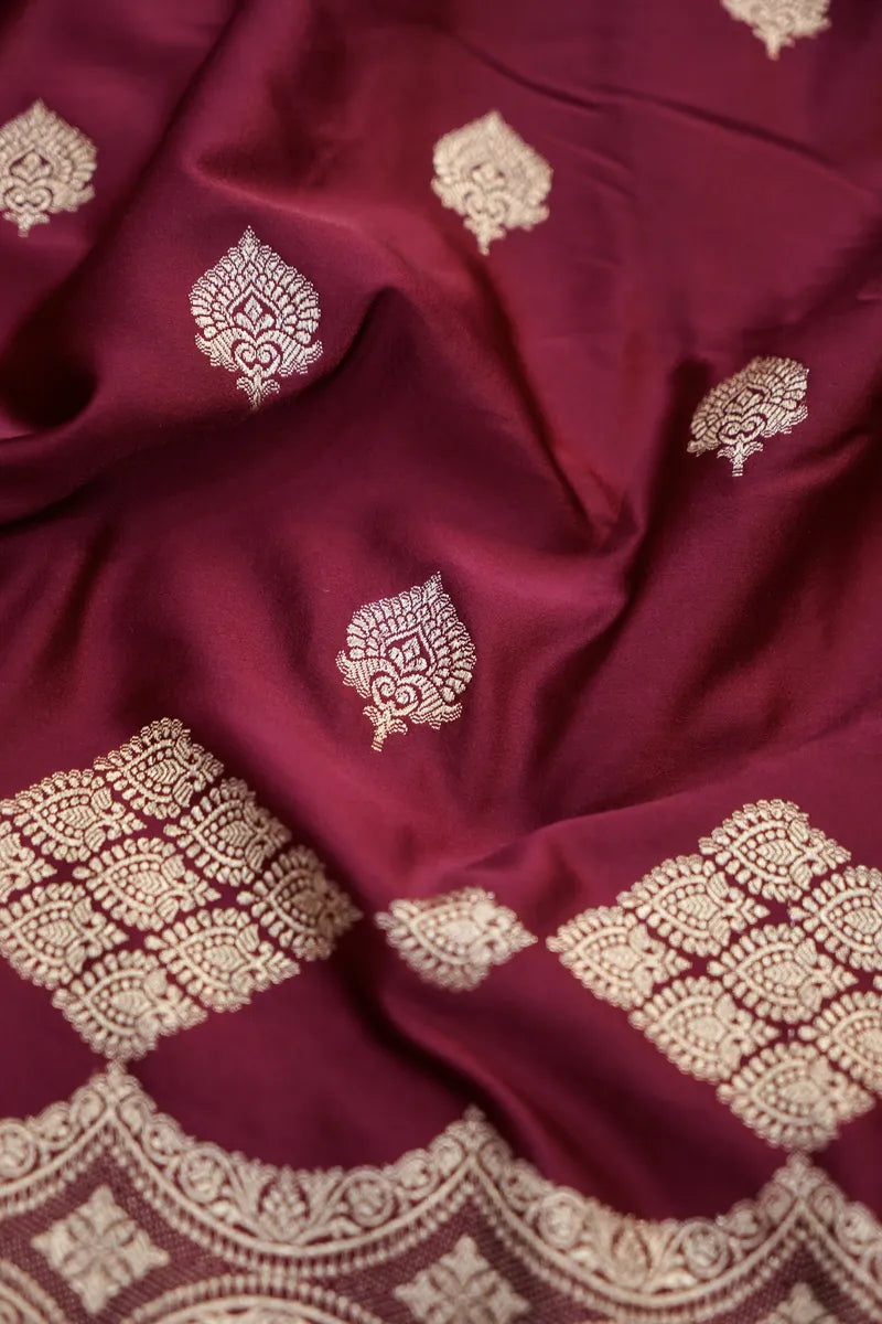 Deep Maroon Zari Banarasi Saree (RLSS-102)