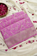 Pink Banarasi Silk Saree with Zari Floral Jaal Work (RLSS-123)