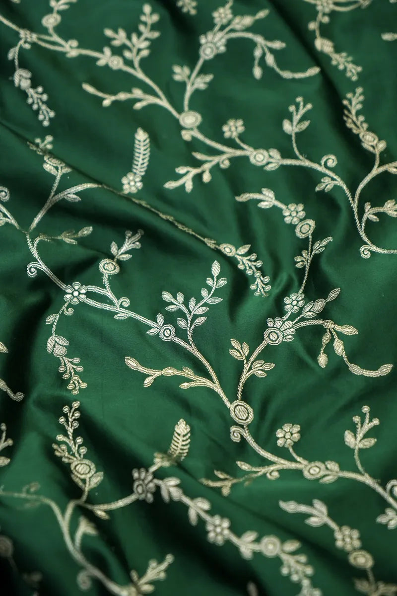 Mehendi Green with Floral Jaal Banarasi Silk Saree (RLSS-105)