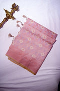 Baby Pink & Lavender Sheer Cotton Saree with Traditional Zari Border (RLSS-267)