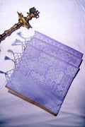 Light Violet Handloom Cotton Saree featuring Vertical Stripe Weave & Rich Zari Border(RLSS-261)