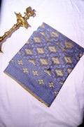 Royal Slate Blue Handloom Cotton Saree with Intricate Geometric Border(RLSS-250)