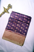 Deep Violet Soft Cotton Saree with Antique Copper Zari Diamond Motifs(RLSS-248)