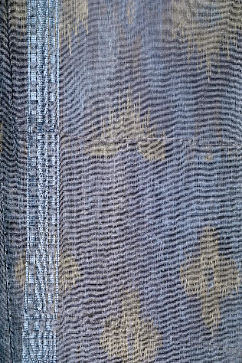 Royal Slate Blue Handloom Cotton Saree with Intricate Geometric Border(RLSS-250)