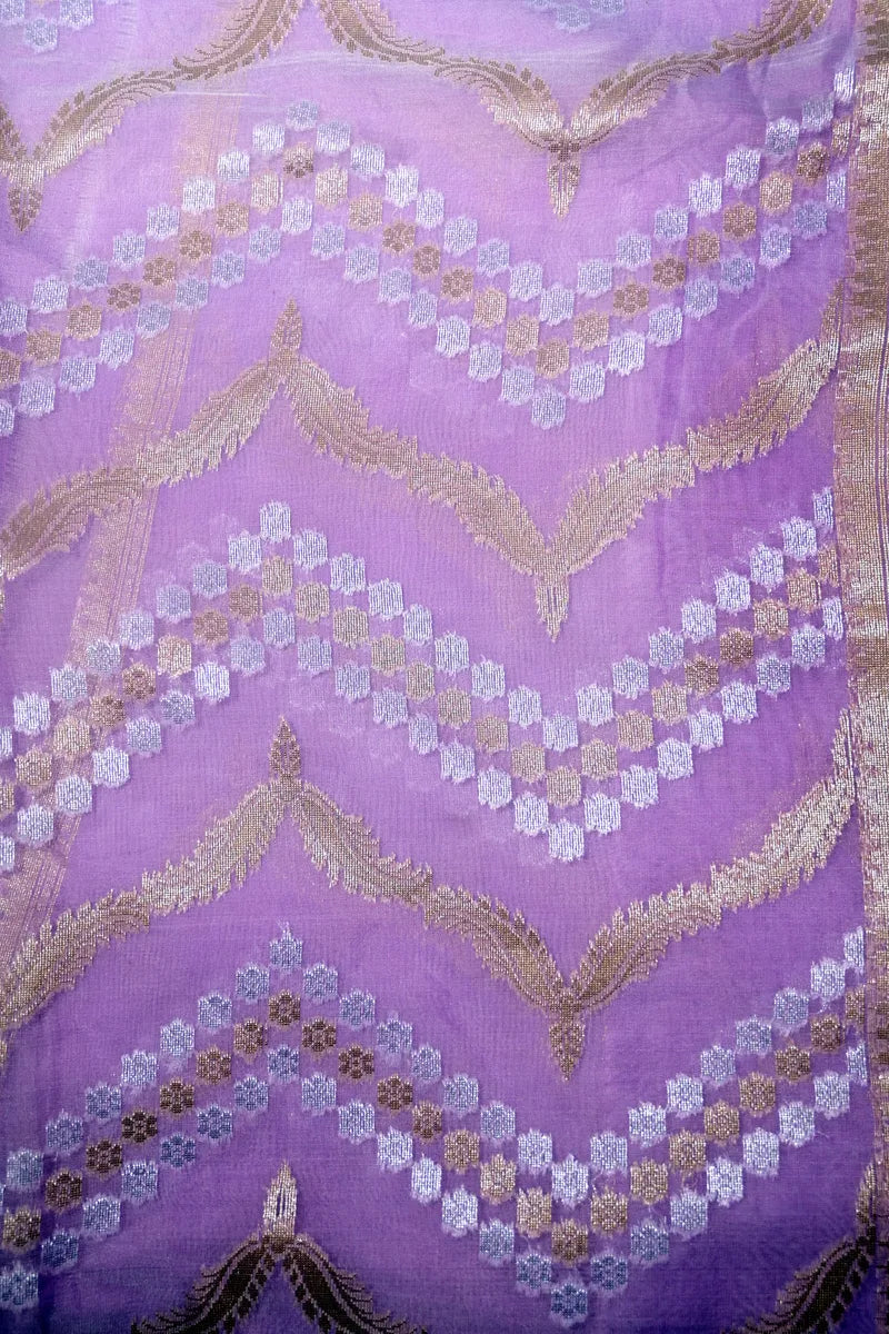 Vibrant Orchid Purple Pure Cotton Saree with Antique Gold Zari Woven Border(RLSS-262)