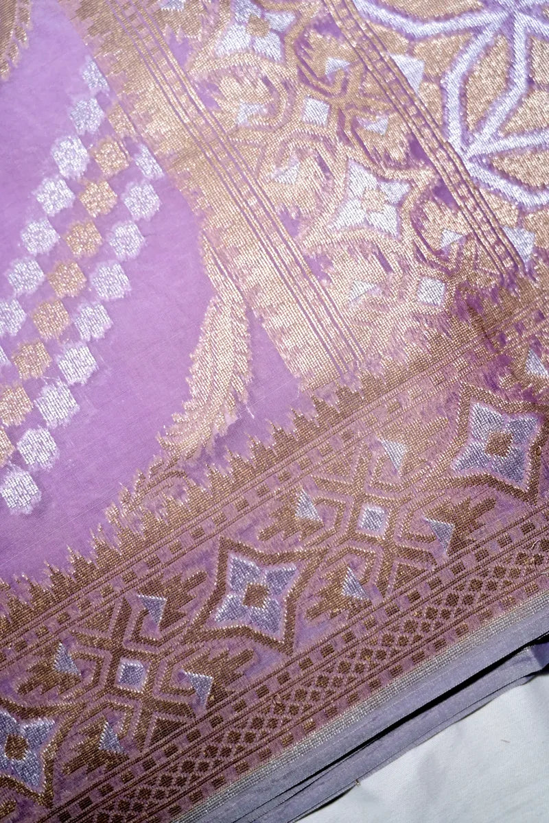Vibrant Orchid Purple Pure Cotton Saree with Antique Gold Zari Woven Border(RLSS-262)