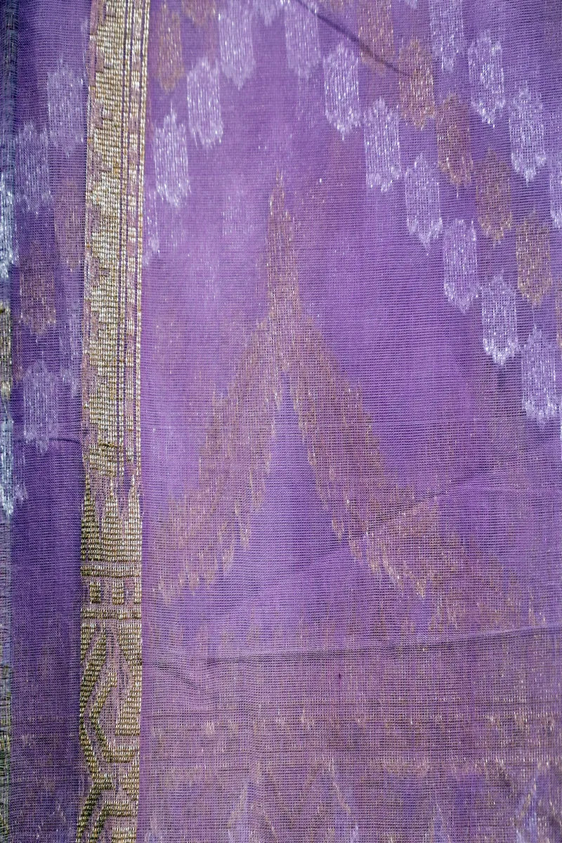 Vibrant Orchid Purple Pure Cotton Saree with Antique Gold Zari Woven Border(RLSS-262)