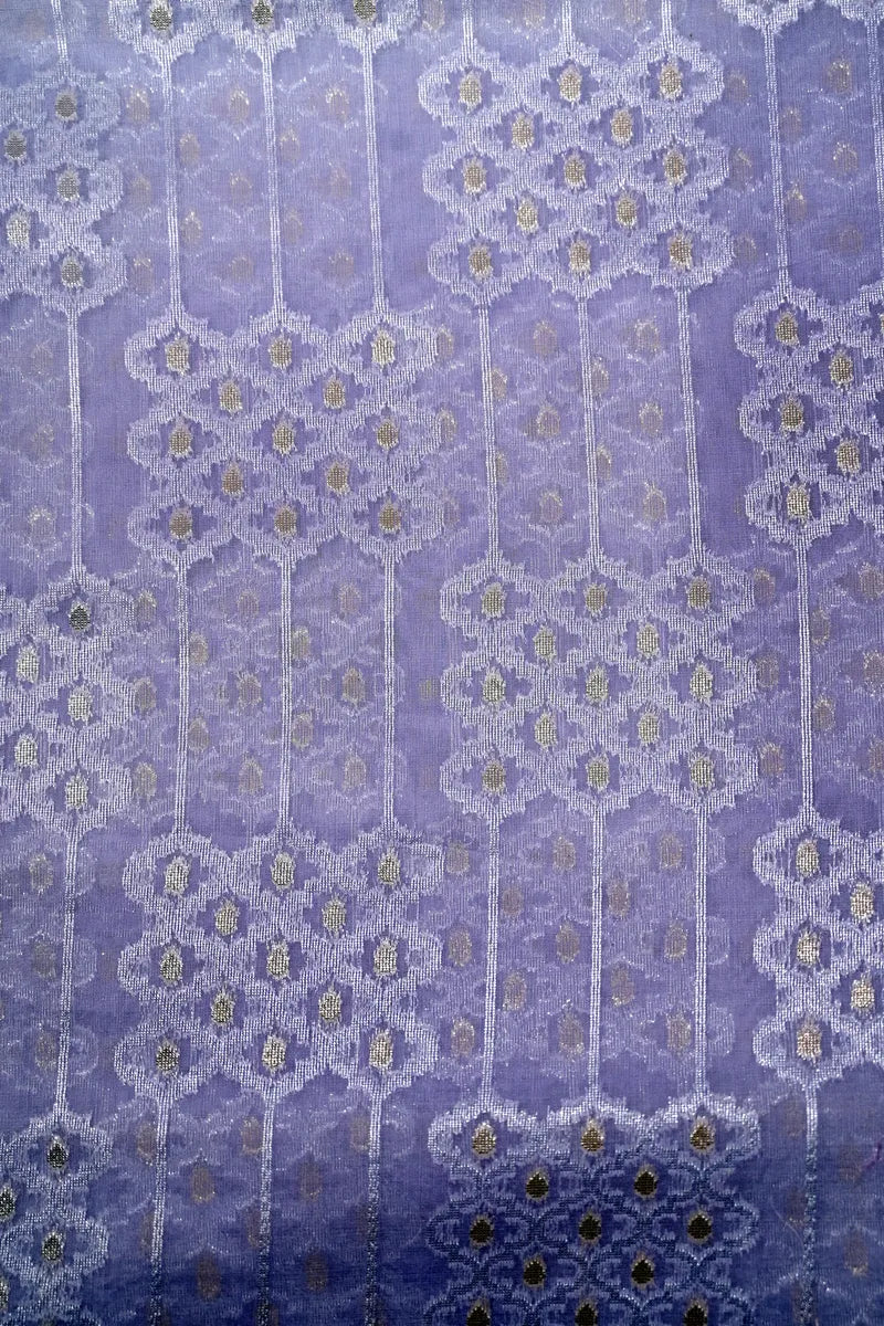 Light Violet Handloom Cotton Saree featuring Vertical Stripe Weave & Rich Zari Border(RLSS-261)