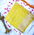 Olive Green Banarasi Silk Saree with Silver Zari Floral Bootis & Intricate Border(RLSS-232)