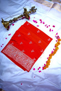 Crimson Red Banarasi Silk Saree with Silver Zari Floral Bootis & Tapestry Border(RLSS-240)
