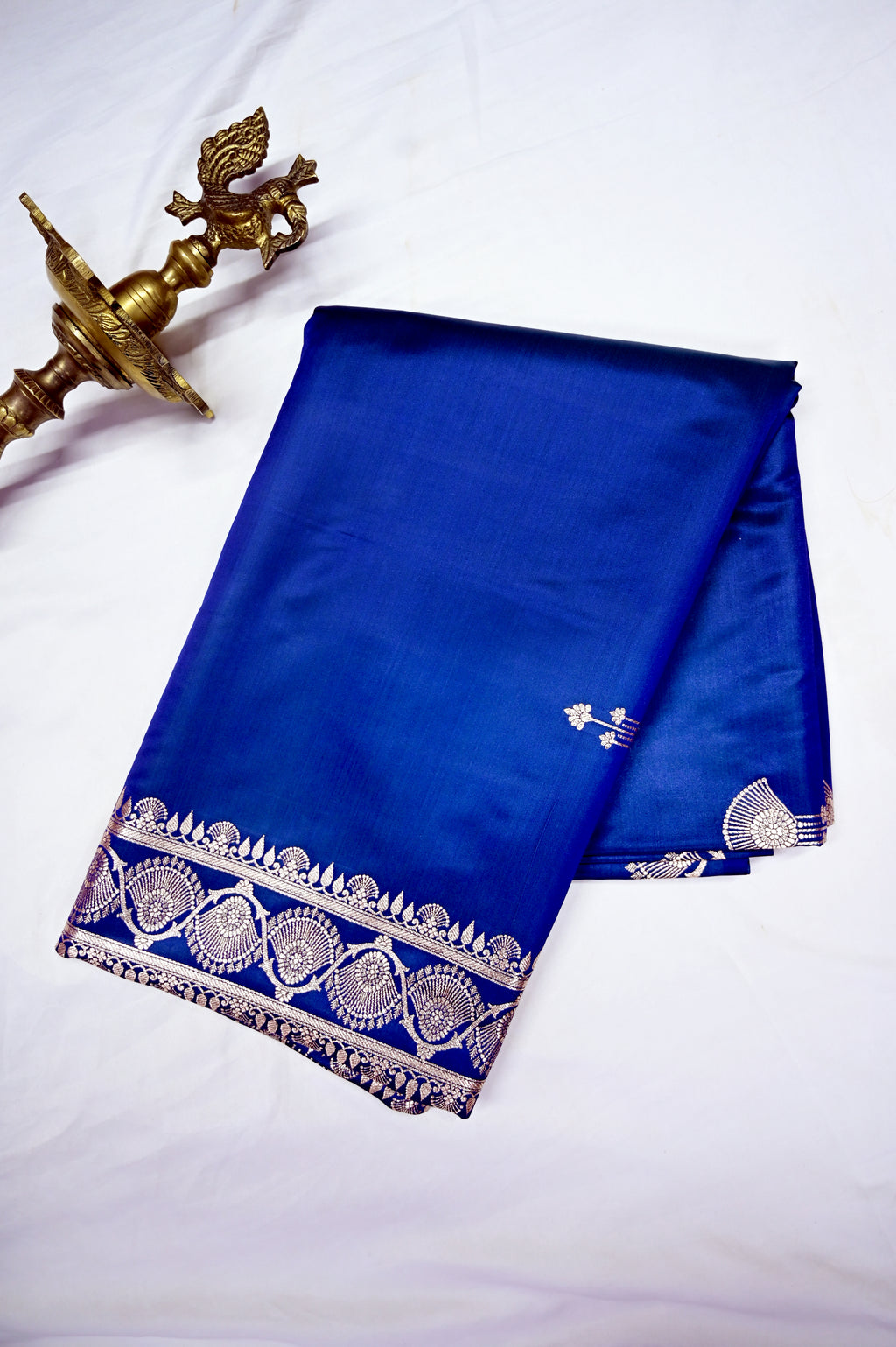 Royal Blue Banarasi Soft Kataan Silk Saree with Antique Golden Motif Border (RLSS-276)
