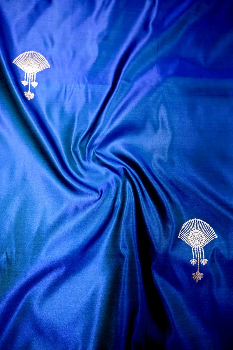 Royal Blue Banarasi Soft Kataan Silk Saree with Antique Golden Motif Border (RLSS-276)
