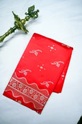 Tomato Red Banarasi Kataan Silk Saree with Scalloped Silver Zari Floral Border (RLSS-292)