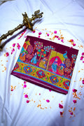 Deep Plum Banarasi Pashmeena Silk Saree with Royal Court & Garden Meenakari Pictorial Weave(RLSS-230)