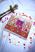 Beige Banarasi Pashmeena Silk Saree with Royal Court & Garden Meenakari Pictorial Weave (RLSS-226)