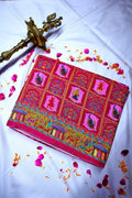 Designer Pink Banarasi Pashmeena Silk Saree with Artistic Floral & Peacock Weaving (RLSS-220)