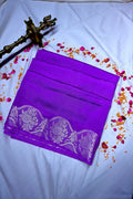 Bright Purple Banarasi Soft Silk Saree featuring Heavy Silver Cut-Work Border(RLSS-198)