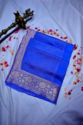 Royal Blue Banarasi Silk Saree with Intricate Zari Floral Border(RLSS-209)
