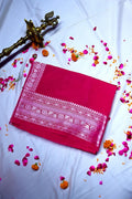 Bright Red Banarasi Silk Saree with Antique Silver Zari Border(RLSS-202)