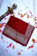 Deep Maroon Banarasi Silk Saree with Ornate Silver Zari Floral Border(RLSS-200)