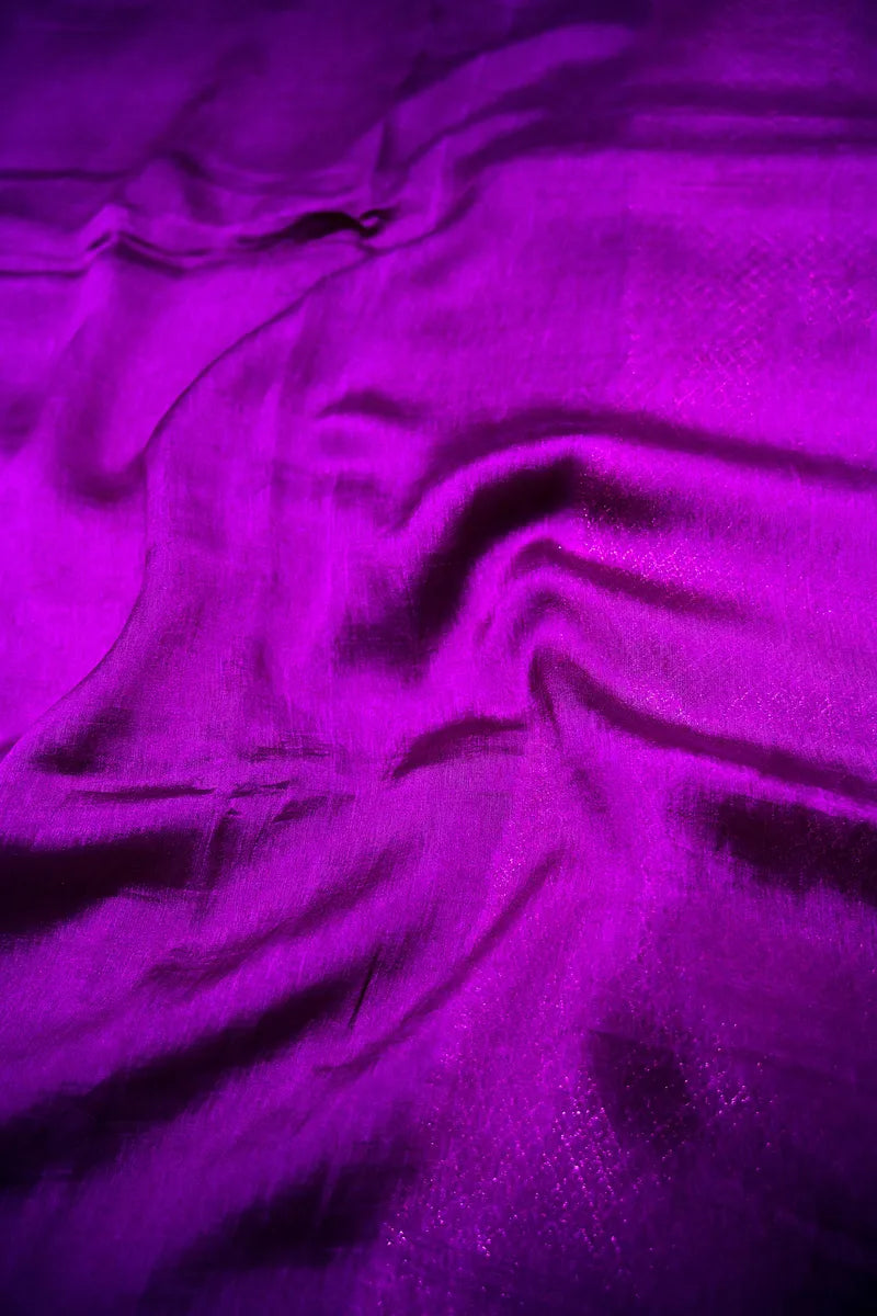 Royal Purple Banarasi Silk Saree with Antique Gold Zari Floral Border(RLSS-188)