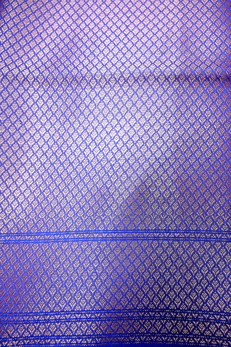 Royal Blue Banarasi Silk Saree with Intricate Zari Floral Border(RLSS-209)