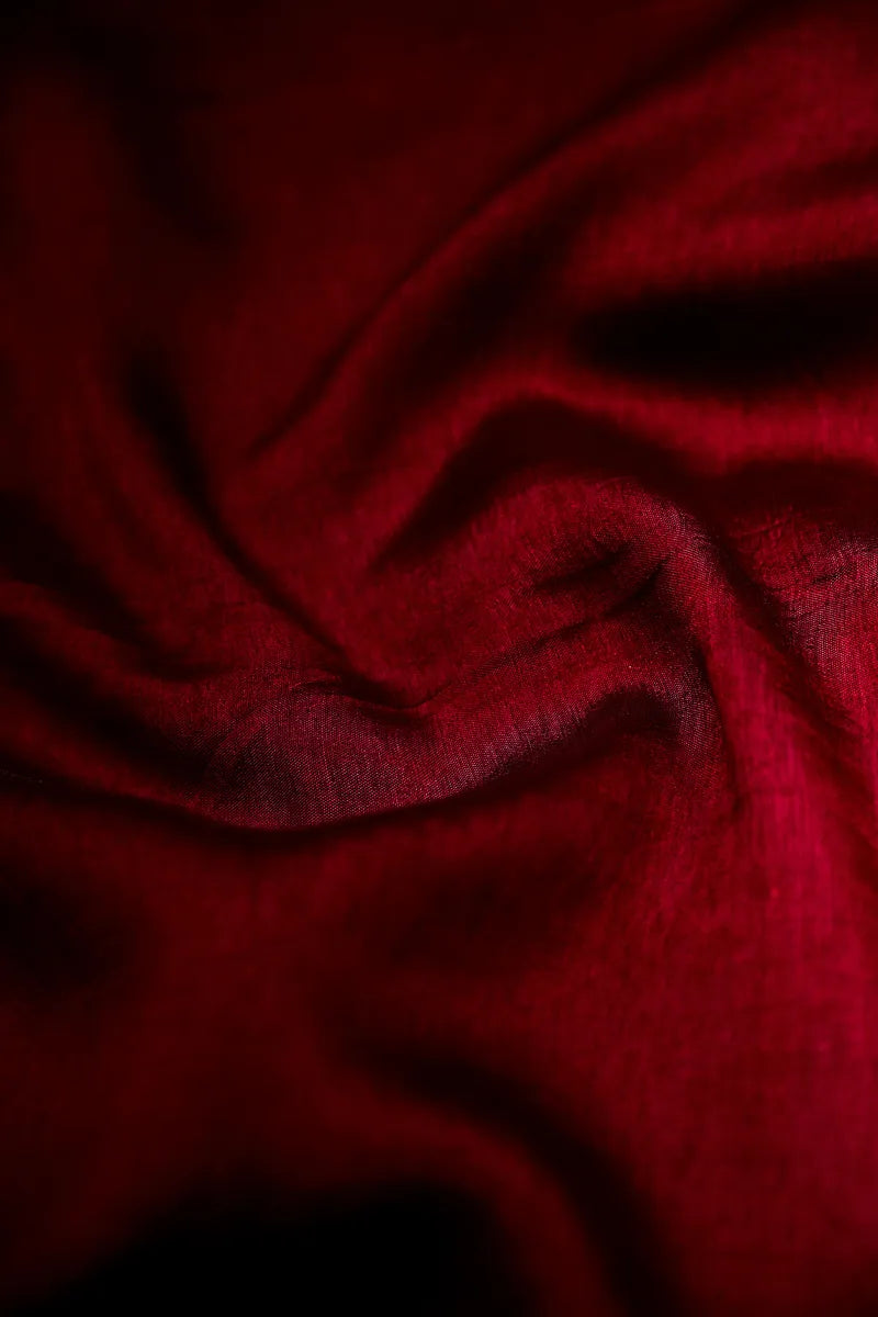 Maroon Banarasi Silk Saree with Silver Zari Scalloped Floral Border(RLSS-192)