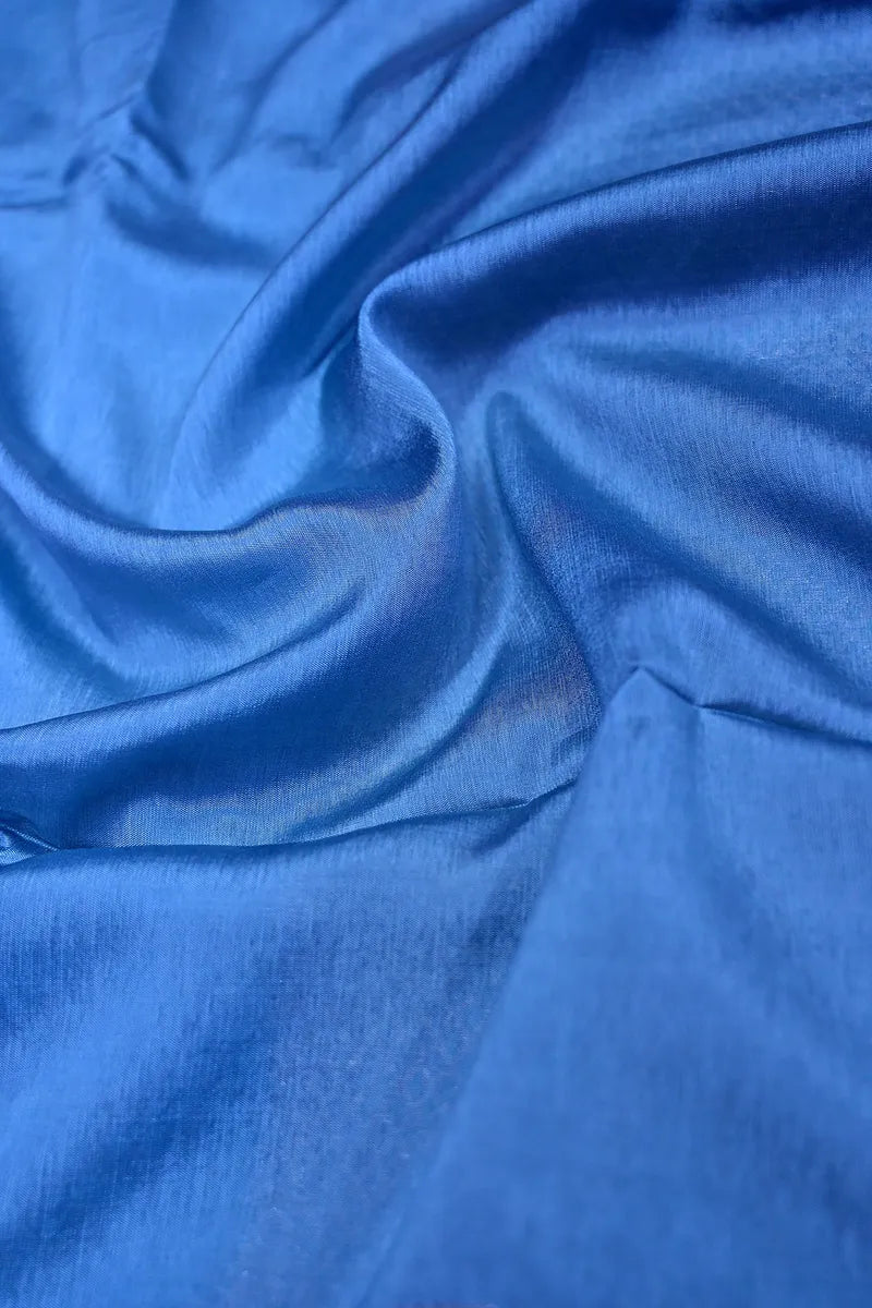 Steel Blue Banarasi Soft Silk Saree featuring Heavy Silver Cut-Work Border(RLSS-196)